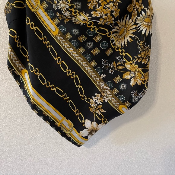 Princess Polly Novah Crop Top Handkerchief Black Gold Chain Floral Festival-4 - Picture 5 of 8